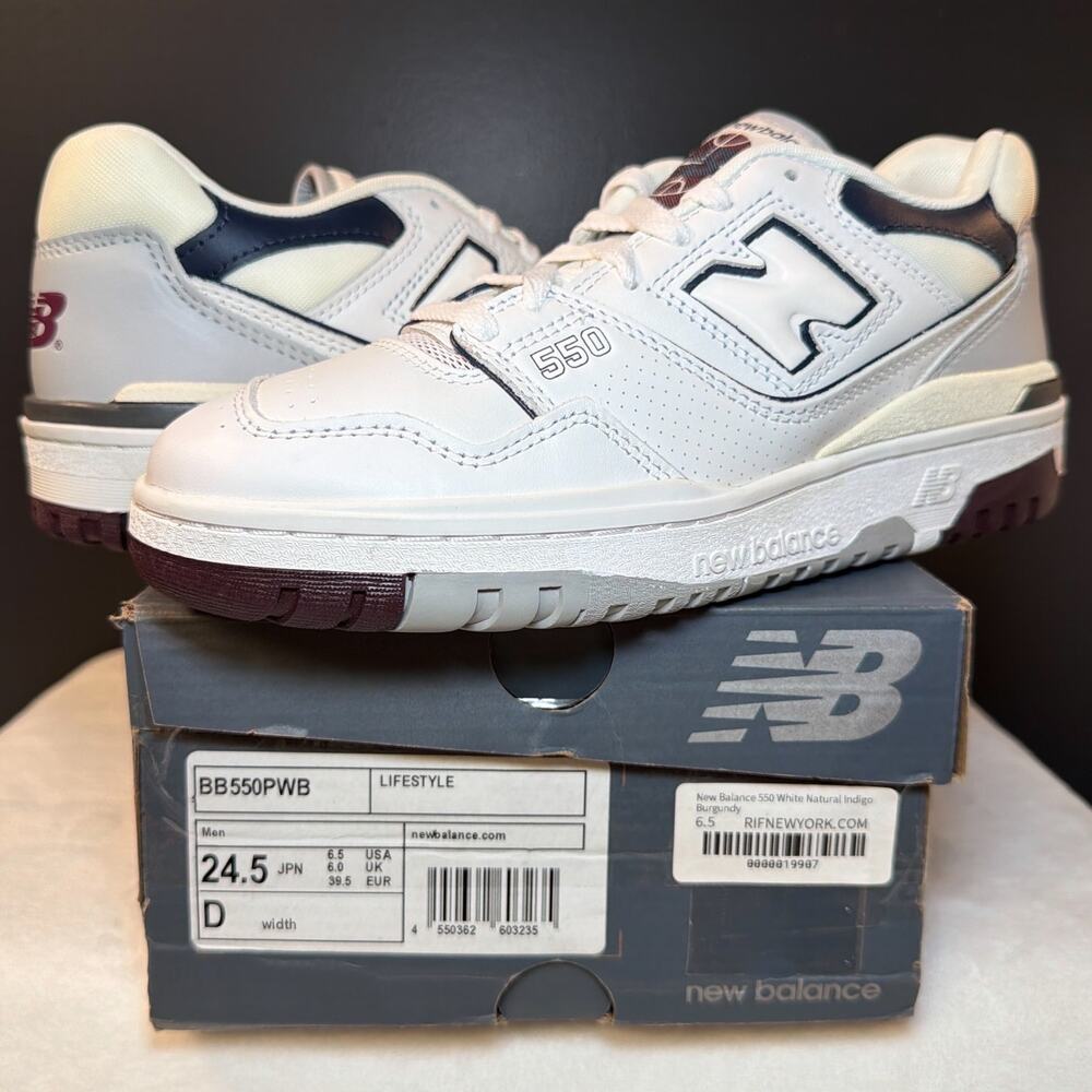 New Balance 550 White Indigo Burgundy | BB550PWB | 6.5M / 8W